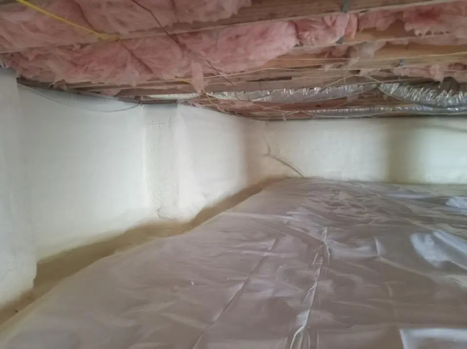 Crawl space encapsulation with closed-cell spray foam for Attic Insulation in Shelby